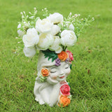 1pc Busto de Mujer Serena Floral en Resina con Rosas Blancas y Follaje - Decoración Artesanal para Hogar/Oficina, No Necesita Electricidad, Pieza de Arte Clásica para Suelo o Mesa, Adorno de Mesa, Diseño Floral Vibrante, Artesanía Intrincada