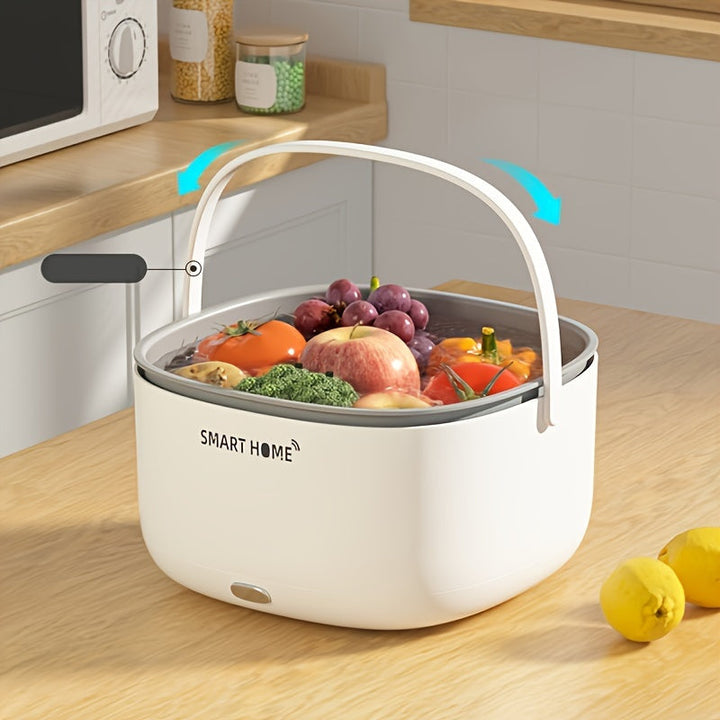Rinser Automático de Verduras y Frutas con Cesta de Limpieza de Gran Capacidad - Lavaplatos Portátil para Cocina, Diseño Ahorrador de Espacio para Hogar, Granja o Viaje - Construcción en Material PP (Funciona con Baterías No Incluidas), Herramienta de Li