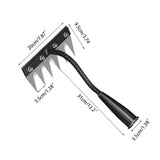 1pc Rastrillo de Jardín Resistente - con Dientes Afilados para Eliminación Eficiente de Malezas, Desbroce y Aeración del Suelo - Construcción Metálica Duradera - Compatible con Mangos Estándar (Mango No Incluido) - Ideal para Jardineros Profesionales, Gr