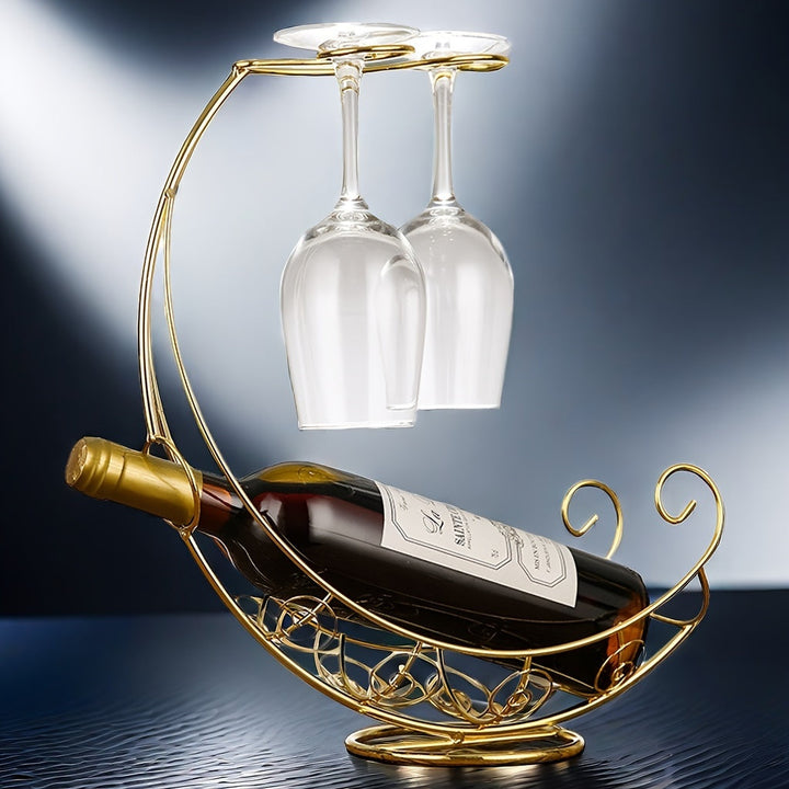 Porta Botellas de Vino de Metal Dorado, Botellero Independiente para Cocina, No Requiere Energía, Almacenamiento de Metal Duradero, Exhibición de Bar en Casa, Decoración de Cocina y Comedor