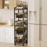 1pc estante de almacenamiento con 3/5 niveles, estante móvil con ruedas, cesta de drenaje multicapa, ideal para condimentos, platos y tazones, material acero al carbono,