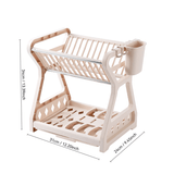 Estantes de cocina, rejilla de drenaje de plástico, rejilla de tazas, bandeja, utensilios de cocina, rejilla de almacenamiento, rejilla de platos doble, almacenamiento.