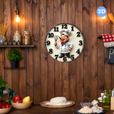 Reloj de Pared Colgante de Madera con Diseño de Cocina del Chef Feliz en 2D, Silencioso, Adecuado para Sala de Estar, Dormitorio, Decoración de Habitaciones, Hogar, Oficina, Día de San Valentín, Festivales, Artículo de Regalo, Batería No Incluida