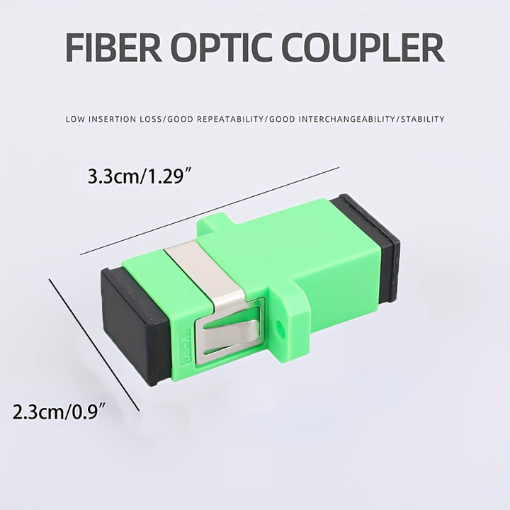 Adaptador de Acoplamiento de Fibra Óptica Verde SC-SC con Brida - Conector de Extensión de Cable Patch Modo Único y Multimodo, Baja Pérdida de Inserción, Buena Repetibilidad, Estabilidad Intercambiable, Diseño Compacto para un Fácil Manejo