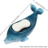 1pc Estrella Creativa Cielo de Cerámica Jabonera en forma de delfín, Soporte de jabón con drenaje en forma de pez para uso en el hogar