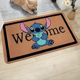 1pc Felpudo de Poliéster Disney Stitch Bienvenido con Grosor de 10mm y 550g/m² Rectangular, Alfombra Antideslizante para Sala de Estar Dormitorio Cocina Pasillo Lavadora Lavable HYDD0205BB