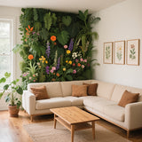 Paneles de Pared Verde Artificial, Decoración para el Hogar con Plantas Artificiales, Juego de Combinación de Plantas Falsas al Aire Libre - Diseño Tropical Ideal para Fondos Fotográficos y Banderines de Fiesta, Estilo Valla de Madera Interior/Exterior -