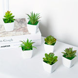 6 piezas - Combinación de plantas artificiales, bonsái verde suculento artificial para decoración interior, adorno de escritorio estilo nórdico, pequeña planta en maceta suculenta artificial, decoración del hogar