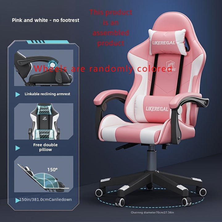 1pc Silla de Juego Ergonómica con Altura Ajustable - Negro y Blanco, Silla de Oficina de Nylon Cómoda con Cojín Grueso, Soporte Lumbar, Función de Reclinación y Ruedas para Movimiento Fácil - Ideal para Uso en Casa y Oficina