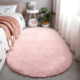 Alfombra de peluche ovalada antideslizante, lavable a mano o en lavadora, hermosa y duradera, ideal para dormitorios, salas y decoración del hogar, fácil de mantener, ¡imprescindible en cada hogar!