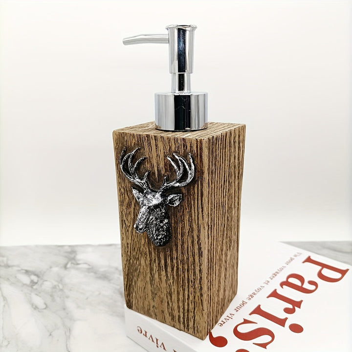 1pc Dispensador de loción de diseño de resina de ciervo, dispensador de jabón de encimera, botella de bomba líquida a prueba de fugas, dispensadores de ducha de resina recargables para baño, accesorios de baño, decoración del hogar, muebles para el hogar