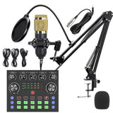 Kit de equipo para podcasts, interfaz de audio V8s equipada con una tarjeta de sonido en vivo múltiple y micrófono de condensador BM800, micrófono para podcasts, muy adecuado para grabaciones y transmisiones en vivo