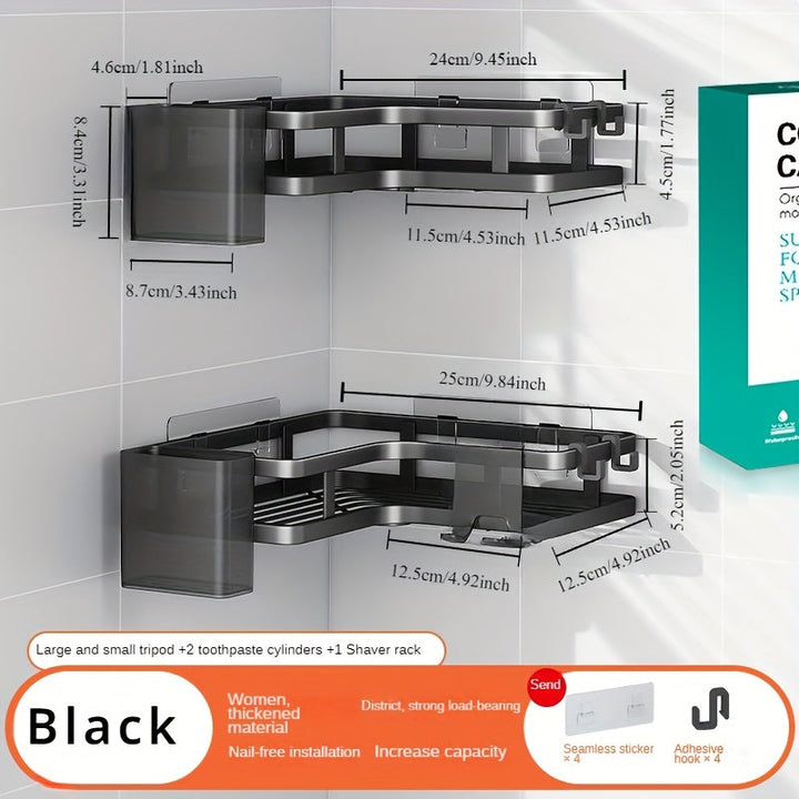 2pcs Estantes de Esquina de Acero Inoxidable para Baño y Cocina - Sin Taladro, Estantes de Almacenamiento Montados en la Pared