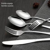 Juego de 30 piezas de vajilla de lujo, juego de cuchara, tenedor y cuchillo, elegante juego de cubiertos de acero inoxidable, juego de cubiertos de café, juego de cocina, juego de cubiertos plateados - Seguro para lavavajillas - Ideal para Navidad, Hallo