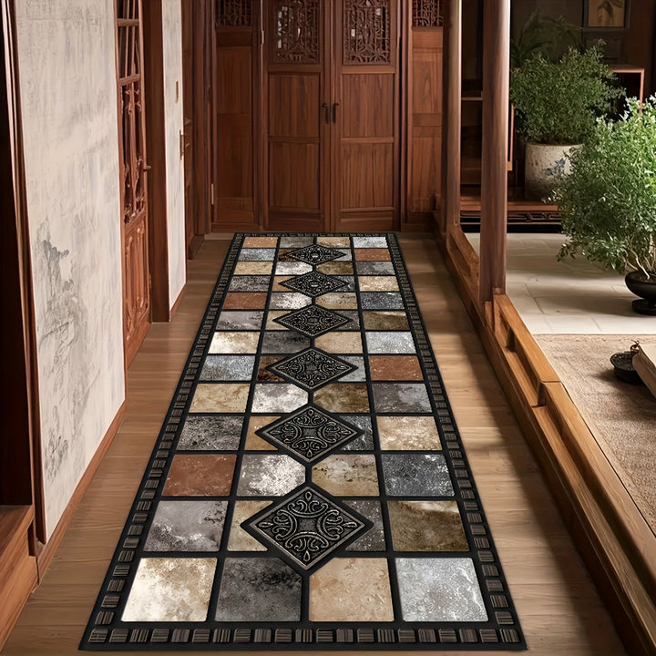Elegante alfombra de cocina de mármol, alfombra rectangular ligera de poliéster, lavable en máquina, versátil para decoración de cocina, baño, dormitorio y pasillo, alfombra para el suelo de la cocina