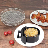 2-Pack Juego de rejillas redondas de acero inoxidable para vaporizar y asar, soporte apilable para enfriar, deshidratar, accesorios para parrilla de drenaje de aceite, inserto multifuncional para freidora de aire, herramientas y artilugios de cocina