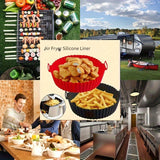 1pc Sartén de silicona multiusos para freidora, resistente al calor, de grado alimenticio, reciclable, engrosada, con tapete antiadherente para hornear, para cocina doméstica, horneado