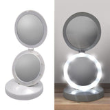 Espejo Maquillaje Doble Plegable LED Aumento X5 RF 4889