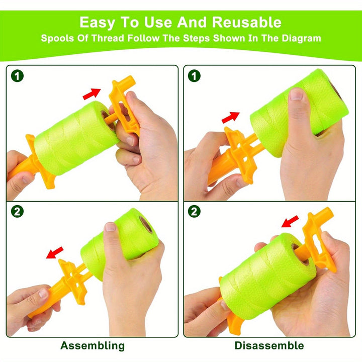 Carrete de Línea Mason con Mango Antideslizante, 164.59 metros de Cuerda Recargable 18 - Cable de Nailon Extra Fuerte para Jardinería, Camping, Equipo de Supervivencia y Bricolaje al Aire Libre