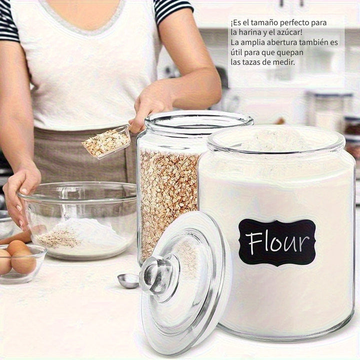 1 Paquete/2 Paquetes, Jarras de Galletas y Jarras de Dulces, Jarras de Vidrio de 5,68 L con Tapas Sellables, Jarras de Vidrio de Cocina de Alta Resistencia para Harina, Azúcar, Arroz, Pasta, Frijoles, Almacenamiento de Lencería