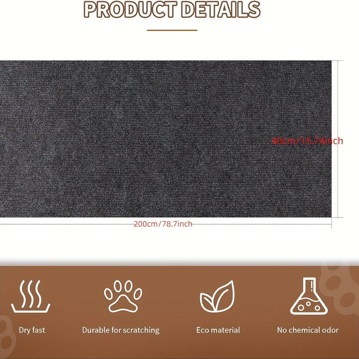 Un rollo de alfombra gris autoadhesiva recortable para soporte de marco de escalada para gatos, alfombra para escalones de muebles de pared para gatos, alfombra para rascar gatos, protector de sofá para rascar gatos, alfombra para rascar gatos