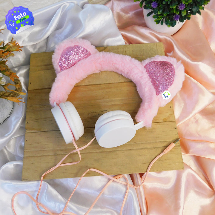 Audífonos Orejas De Oso Diadema Alámbricos Infantil YJ608A