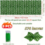 8 piezas de pantalla de pared de valla de privacidad de hiedra artificial, longitud total de aproximadamente 118,1 x 39,4 pulgadas, con 576 hojas de textura de alta simulación, puede resistir bien los rayos UV, adecuado para terraza/balcón/jardín/cortijo