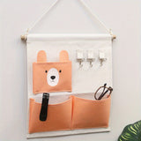 Bolsa de almacenamiento con diseño de animales adorables, con 3 bolsillos y ganchos, ahorradora de espacio, adecuada para sala de juegos, dormitorio, guardería, mesa de noche y armario, estantes colgantes.