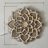 1 pieza de Luz Nocturna Mandala Intrincada - LED Iluminado, Diseño de Loto de Madera Multicapa - Ambiente Sereno para Yoga, Salas de Estar y Dormitorios.