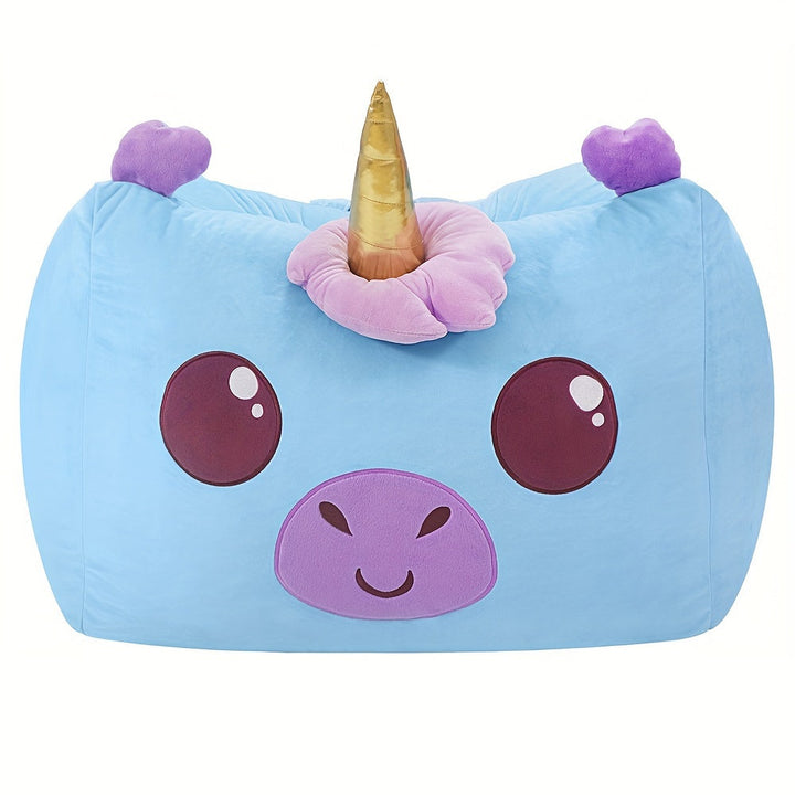 Fundas de silla de frijol de terciopelo de unicornio, X-Large Extra Suave Rectángulo Relleno de Almacenamiento de Animales de Peluche, Múltiples Propósitos No Impermeable Cremallera Bolsa de Frijoles para la Organización de Juguetes de Peluche, Baúles