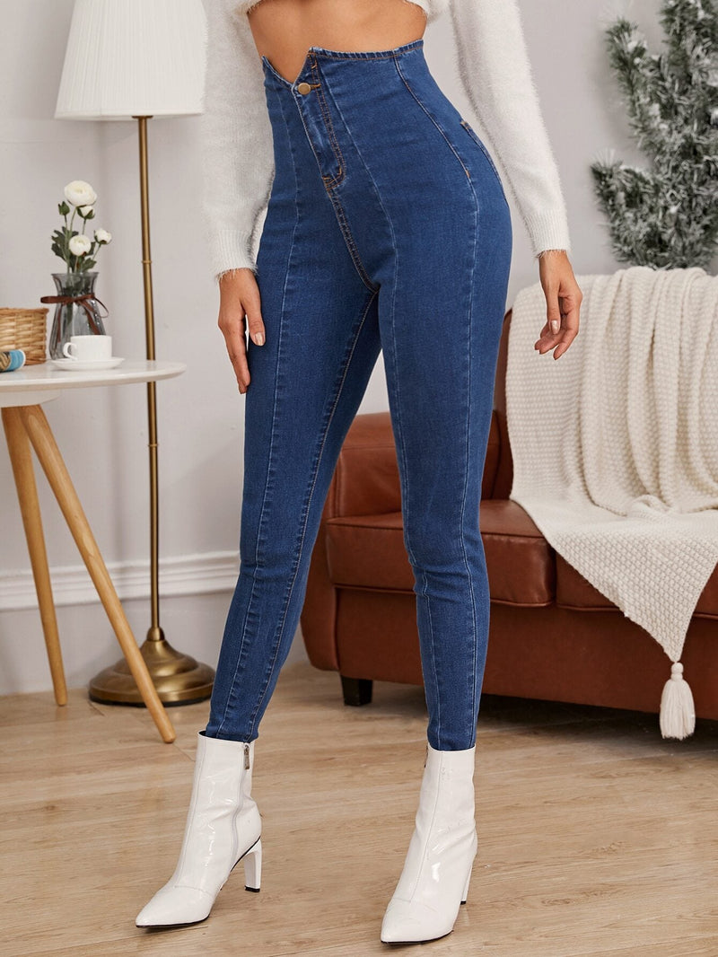 Essnce Jeggings de cintura alta notched