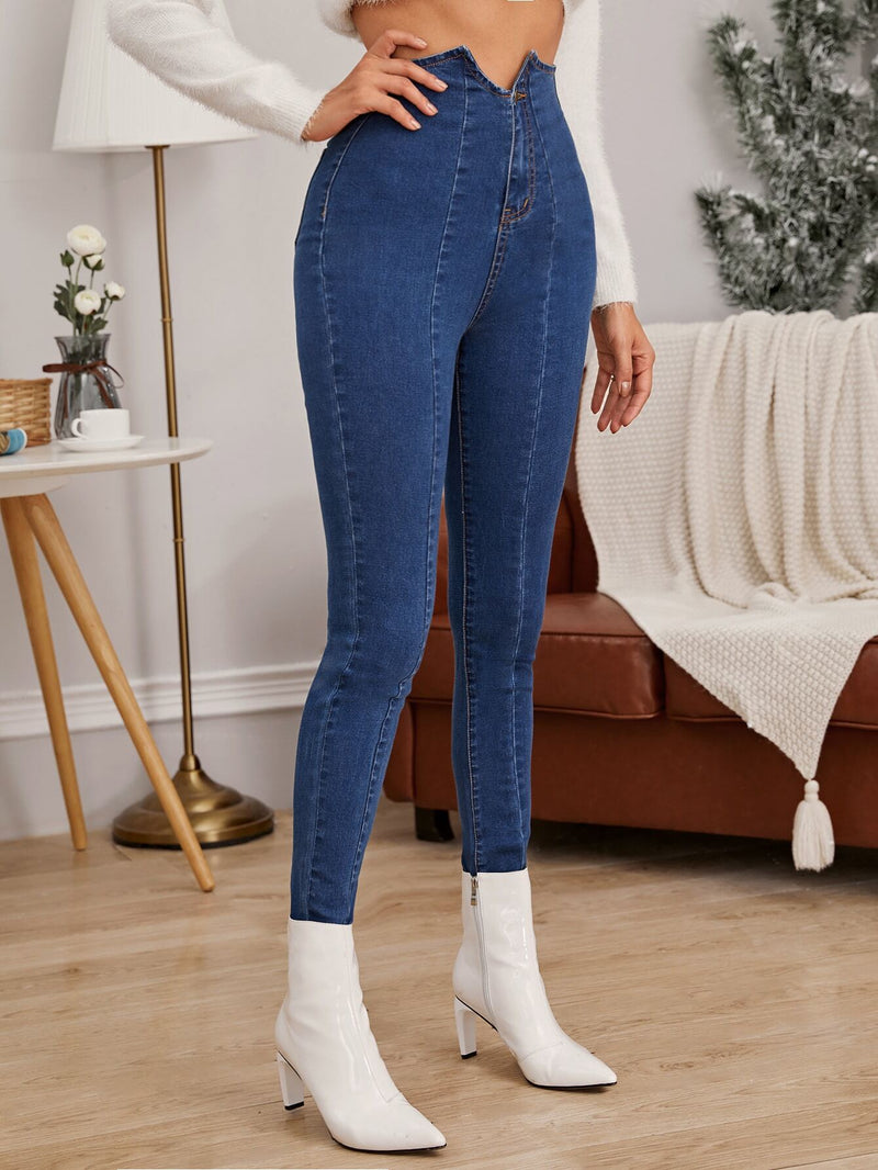 Essnce Jeggings de cintura alta notched