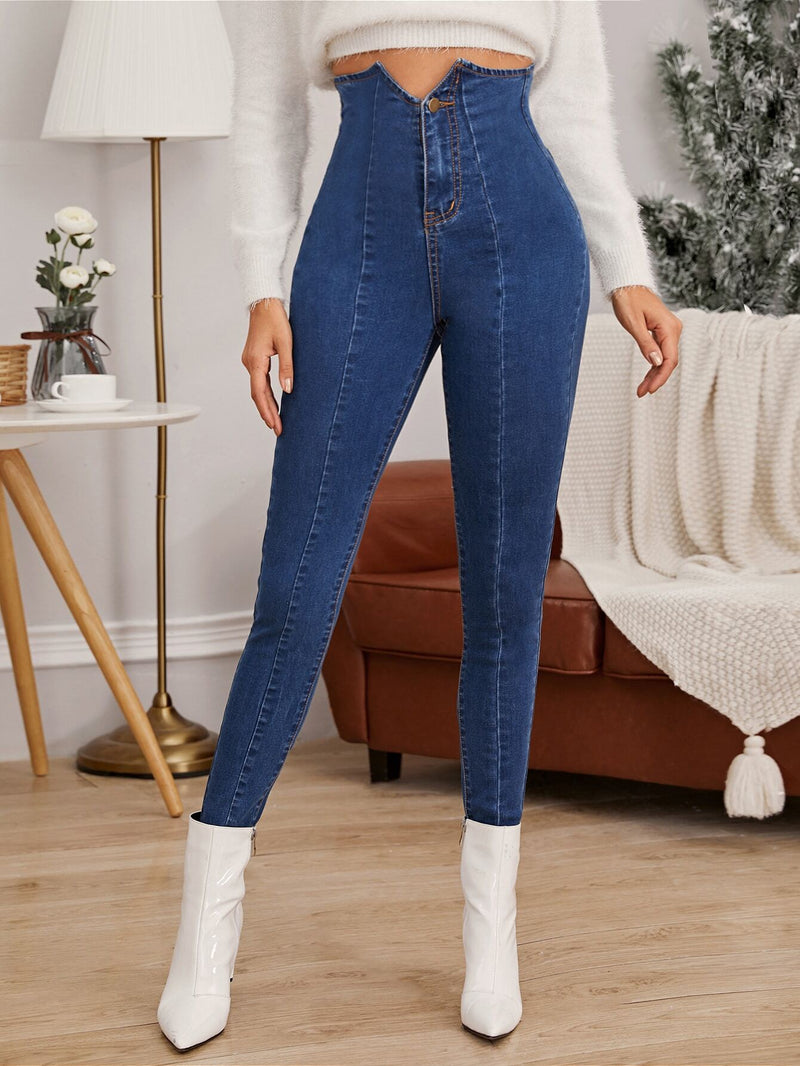 Essnce Jeggings de cintura alta notched