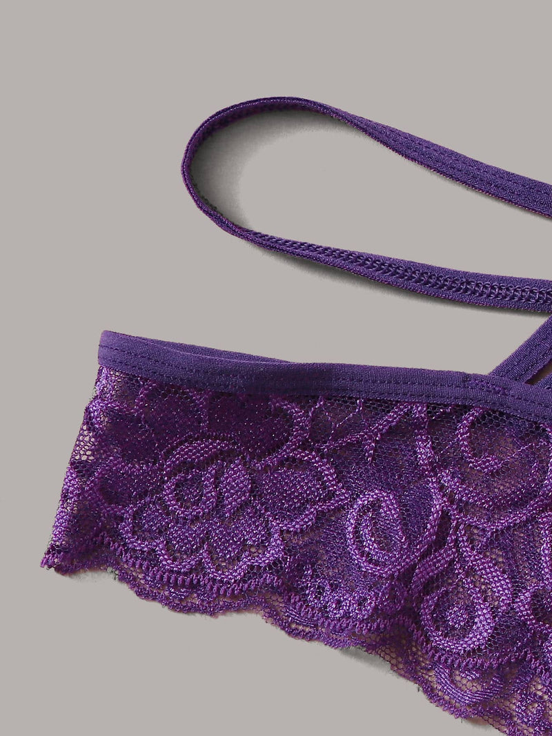 Conjunto de ropa interior romantica y sensual de diseno de encaje para mujeres (5 piezas)