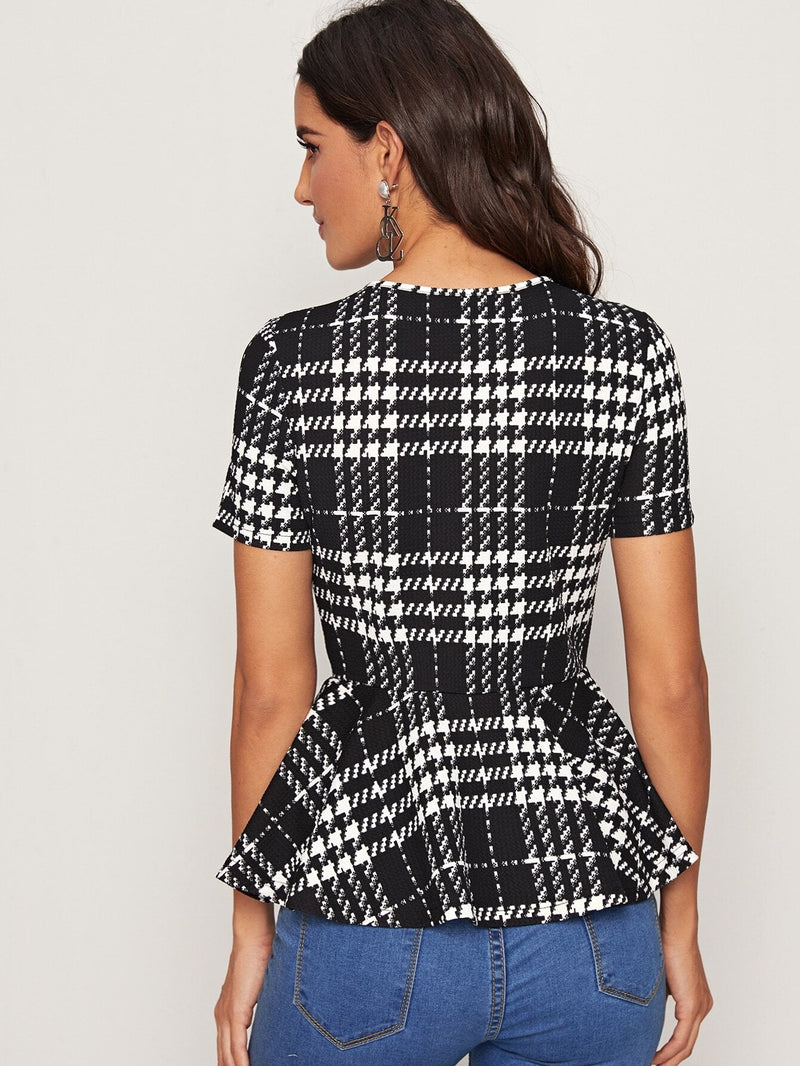 Top peplum de cuadros