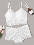Set de lenceria con encaje en abanico