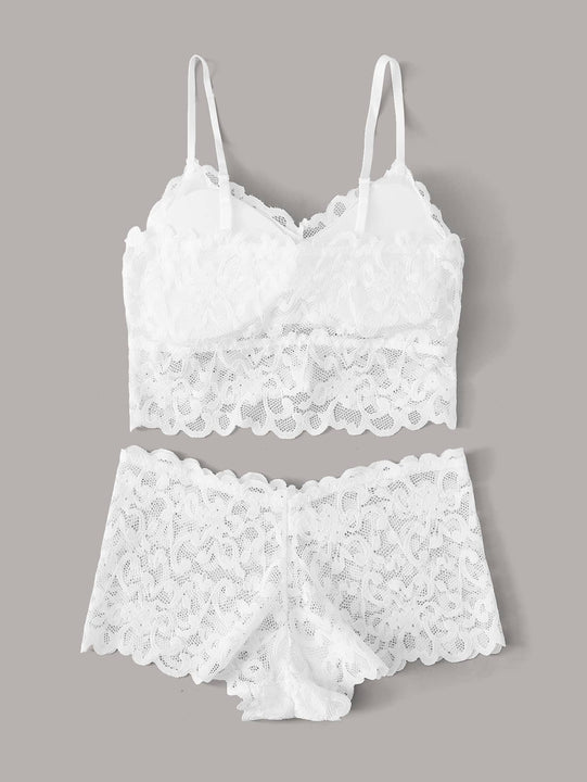 Set de lenceria con encaje en abanico