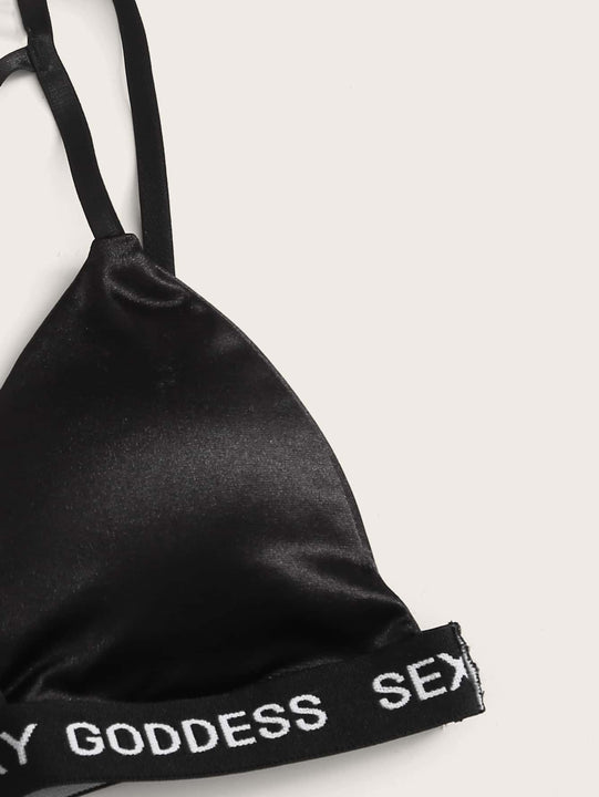 Set de lenceria harness con cinta con letra