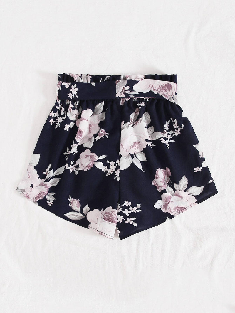 VCAY Shorts con cinturon con estampado floral