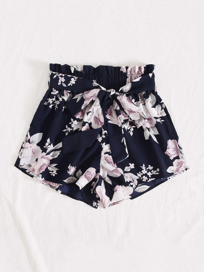 VCAY Shorts con cinturon con estampado floral