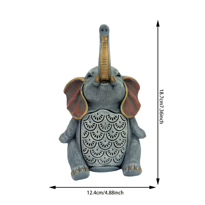 1 pieza de luz de jardín de elefante XXOASIS con energía solar, estatua de resina con orejas y trompa rojas, IP44, resistente al agua, para exteriores, decoración de paisajes, jardines, patios, jardines - Ideal para regalos de cumpleaños, Día de San Vale