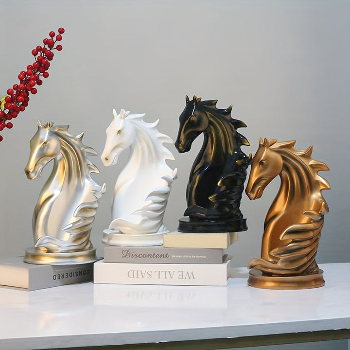 Soporte Elegante para Botellas de Vino con Cabeza de Caballo - Construcción Robusta en Resina, Decoración Espaciosa para Sala, Comedor o Bar - Centro Moderno y Creativo, Artesanía Detallada