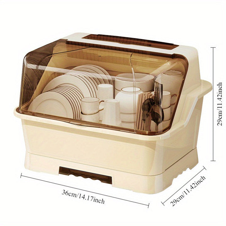 1 caja de almacenamiento de cocina de gran capacidad con tapa - A prueba de polvo, ideal para cubiertos, palillos, cuchillos, tenedores y especias - Organizador de plástico blanco para armarios y encimeras, solución de almacenamiento de cocina | Organiza