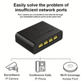 Extensor de Red Ethernet, soporta hasta 1Gbps, expande un cable a cuatro puertos, plug-and-play, amplia compatibilidad, alta potencia, enfriamiento eficiente, rendimiento estable, operación rápida y segura, compacto y portátil. Ideal para uso en hogar u