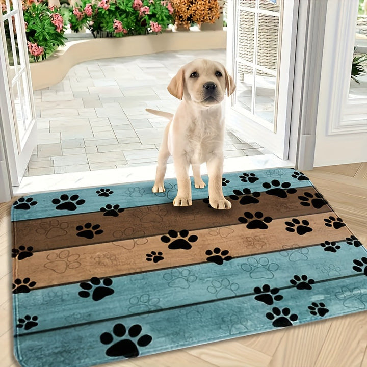 Alfombra de Puerta Suave y Absorbente con Huellas de Perro - Secado Rápido, Lavable a Máquina para Entrada, Baño, Comedor, Sala de Estar, Oficina - Decoración del Hogar