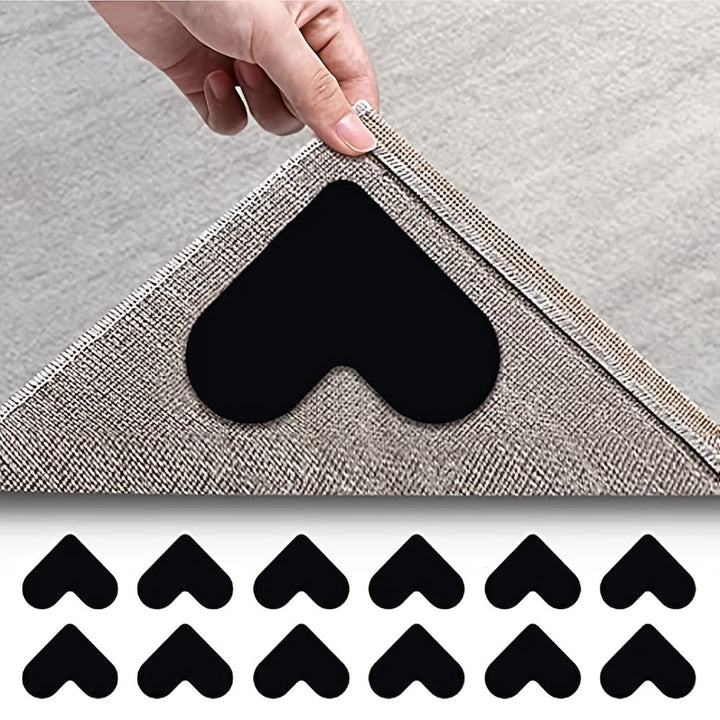 12 Pinzas Para Alfombras, Doble Cara Antideslizante Para Alfombras, Cinta Adhesiva Para Alfombras, Alfombra Lavable, Cinta Para Alfombras, Pinza Lateral De Esquina Para Suelos De Madera Dura Y Azulejos