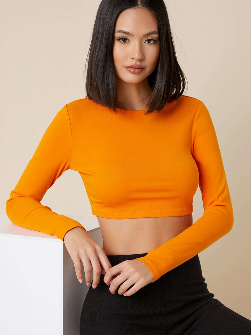 Top crop algodon neon naranja