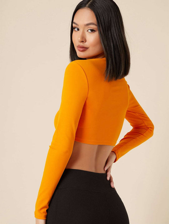 Top crop algodon neon naranja