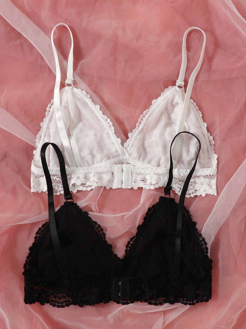 2 Paquetes De Sujetador Bralette De Encaje De Ropa Interior