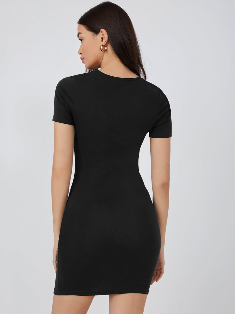 BASICS Vestido ajustado algodon unicolor